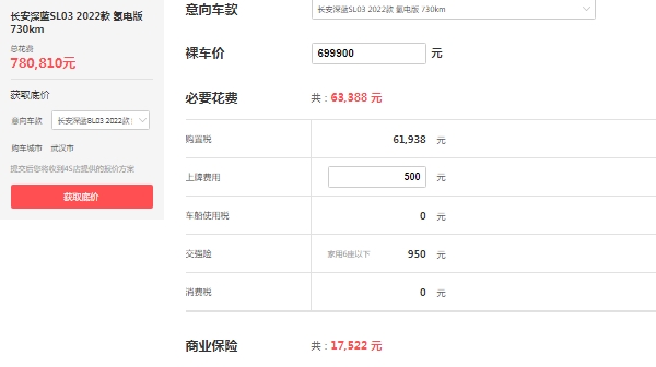 長安深藍sl03價格圖片，730氫電版售價高達69萬