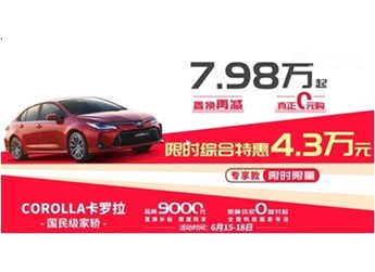 卡羅拉降至7.98萬！一汽豐田6月交付新車73545輛 你下手了沒
